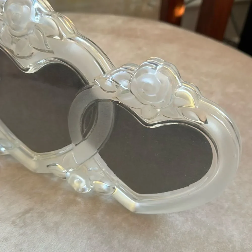 VTG Y2K Mikasa *Rosemont* COQUETTE Triple Hearts Crystal Boudoir Picture Frame